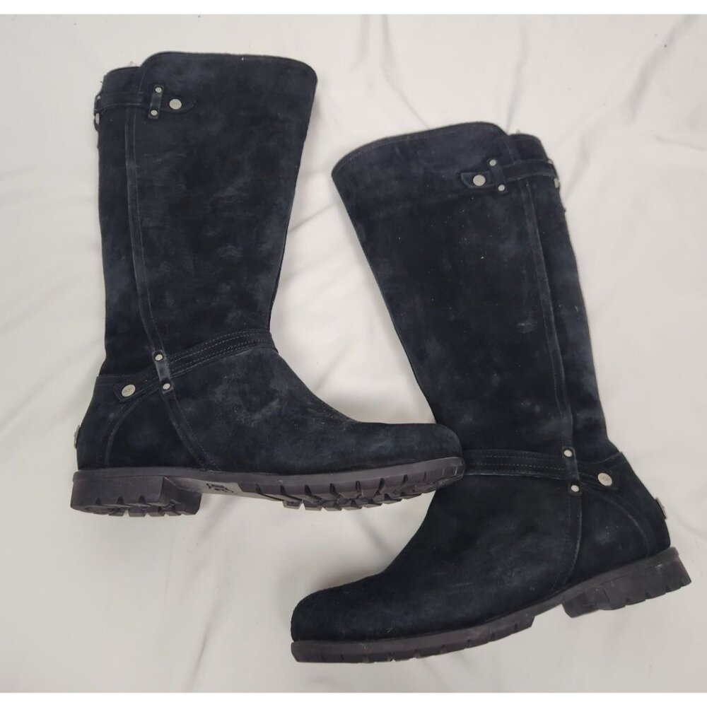 UGG Women's Sz. 9 Jillian Side Zip Black Suede Boots - Picture 6 of 8